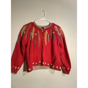 Vintage Christine Foley Autumnal Feather Cardigan Size 1 or Small